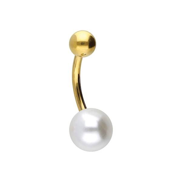 PIERCINGLINE Titanium Belly Button Piercing | Synthetic Pearl + Titanium