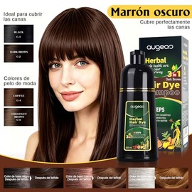 Champú de Tinte Castaño Oscuro 3 en 1 | Dark Brown Hair Dye Shampoo para Cubrir Canas al Instante | Cobertura 100% con Ingredientes Herbales Sin Amoni