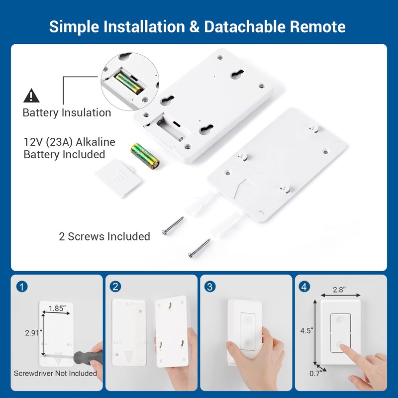 DEWENWILS 3 Way Wireless Light Switch and Receiver Kit, Remote