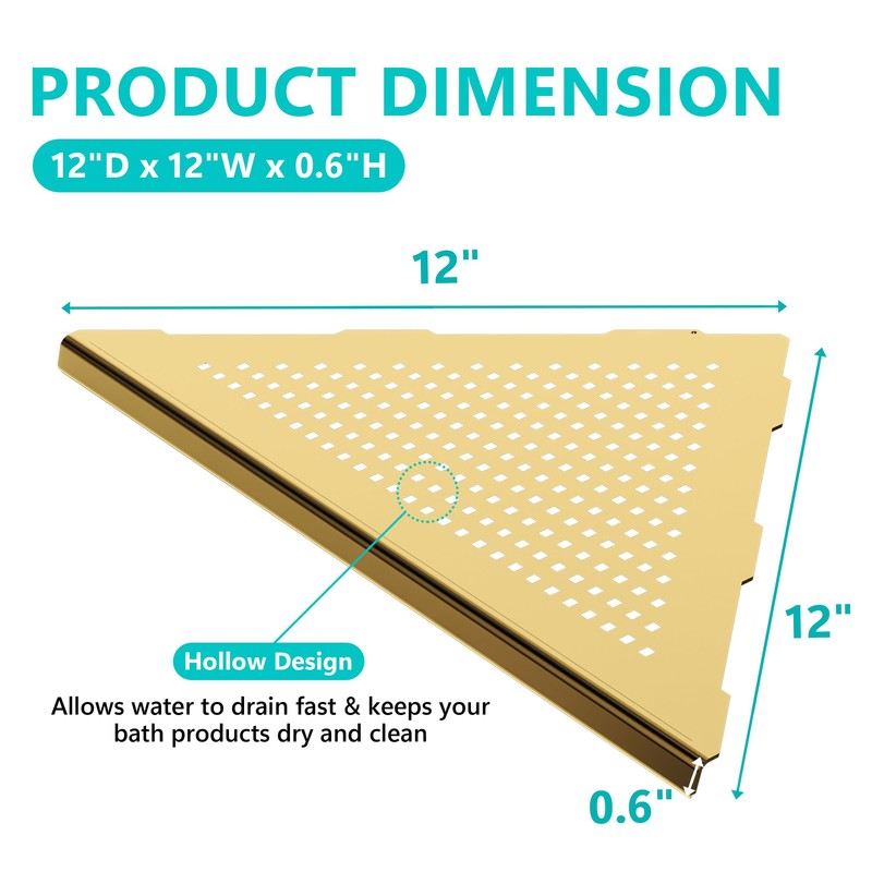 2 Pack Bathroom Corner Shelf, Recessed 12" Corner Shower Shelf,