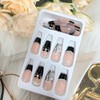 Black French Press on Nails Medium Length Aritifical Square Fake