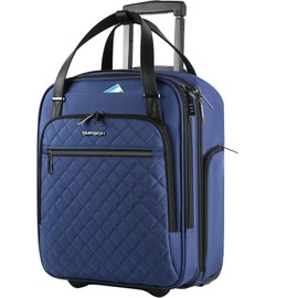 EMPSIGN Underseat Carry On Wheeled - 16" Carry on Bag with Wheels Multi-functional Lightweight Rolling Bag Overnight Weekender Small Suitcase for Women Men Travel Business, Haze Blue