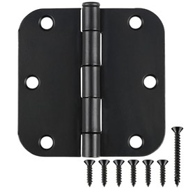 12 Pack Matte Black Door Hinges 3.5 x 3.5 Inch Interior 3 1/2 Inch Door Hinges for Doors Rounded 5/8" Radius Corners Flat Iron Hinge 3 ½"x 3 ½" Door Hardware Controls