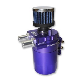 TT Racing Aluminum Oil Catch Can Reservoir Tank Baffled DUAL Chamber Filter Purple 0.5L w/Breather
