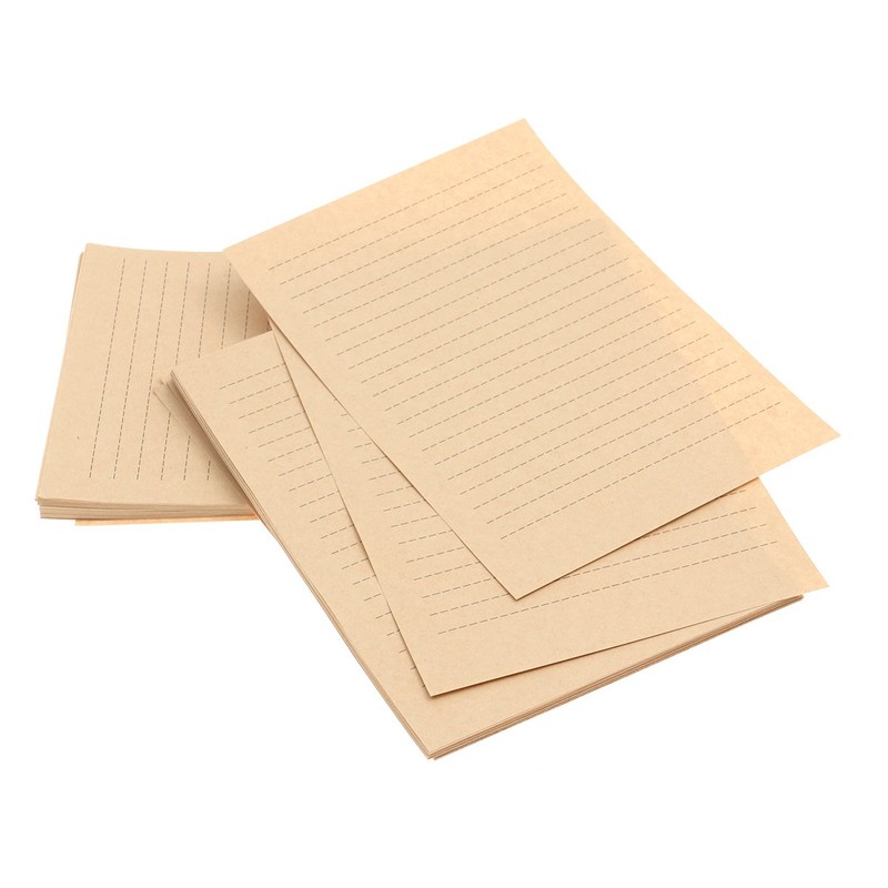 NUOLUX 100Pcs Vintage Kraft A5 Lined Letter Paper Retro Writing