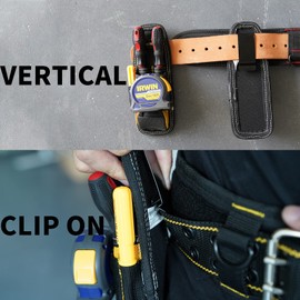 MELOTOUGH Clip On Tool Bag Electricians Heavy Duty Construction Tool Holder with Belt Clip 6 Pockets and Loops