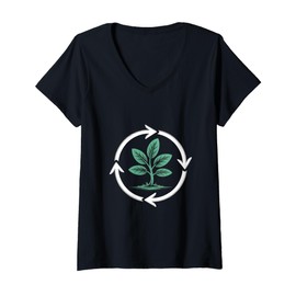 Womens Eco Plant Cycle Recycling Design for Nature Lifestyle V-Neck T-Shirt