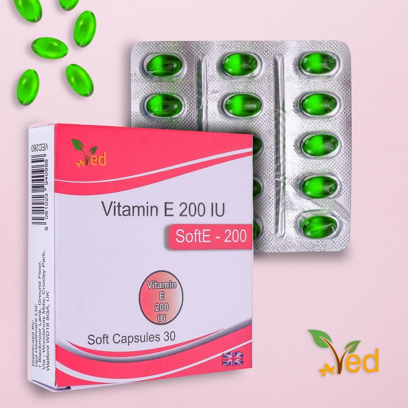 VED Vitamin-E 200 IU SOFTGEL Capsule | 30 Days Supply