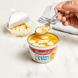 Campbell's Chicken and Rice Soup with Oyster Crackers, 7.35 Ounce Microwavable Bowl (Pack of 4)