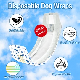 Pet Soft Male Dog Diapers - Disposable Male Dog Wraps Wetness Indicator, Puppy Diapers Male for Excitable Urination or Incontinence, 20pcs Medium
