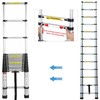 12.5FT Telescoping Ladder Aluminum Telescopic Extension Ladder One Button Retraction