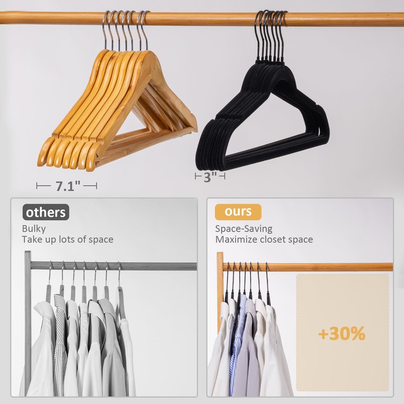 Pack of 60 Velvet Hangers, Space-Saving Heavy Duty Clothes Hangers