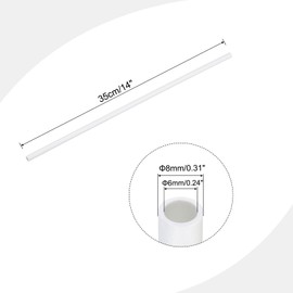 sourcing map PVC Rigid Tube Round Pipe Hardware Tubing 6mm(1/4") ID 8mm OD 350mm White High Impact for Water Pipe Cable Sleeve