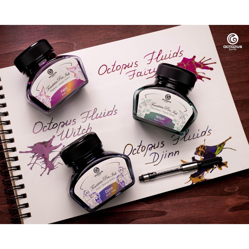 Octopus Fluids 3 x 30 ml Sheen Fountain Pen Ink