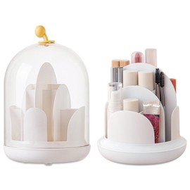 WithFlying Cosmetic Make Up Organiser 360° Rotating Storage Box Rotating Cosmetic Organiser Cosmetic Make Up Organiser Rotating Brush Holder Makeup Storage with Lid Bathroom