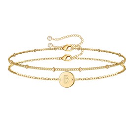 TINGN Gold Bracelets for Teen Girls - Gold Initial Bracelets for Women Girls, 14K Gold Filled Letter B Initial Bracelet | Teen Girl Gifts for Teenage Girls | Birthday Gifts Christmas Gifts for Girls