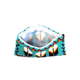 Native American Inspired Feather Czech Glass Seed Bead Coin Purse Pouch - Handmade Tribal Bags (Turquoise)