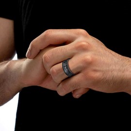 FaithHeart Customisable Unisex Finger Ring, Chain Spinner Ring, Viking, Rune Spinner Ring, Punk Viking Jewellery, Hip Pop Ring, with Gift Box, for Birthday / Valentine's Day