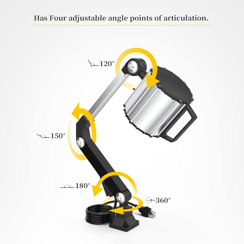 Led Waterproof Machine Work Light, Multipurpose Adjustable Angle Aluminum Alloy