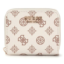 GUESS Laurel SLG Small Zip Around Wallet Cream Logo, Cream logo.