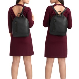 STILORD 'Reed' Small Backpack Purse Leather Elegant Daypack for 10.1 Inch Tablet Durable Shoulder Bag for Women Vintage Rucksack Genuine Leather, Colour:Black