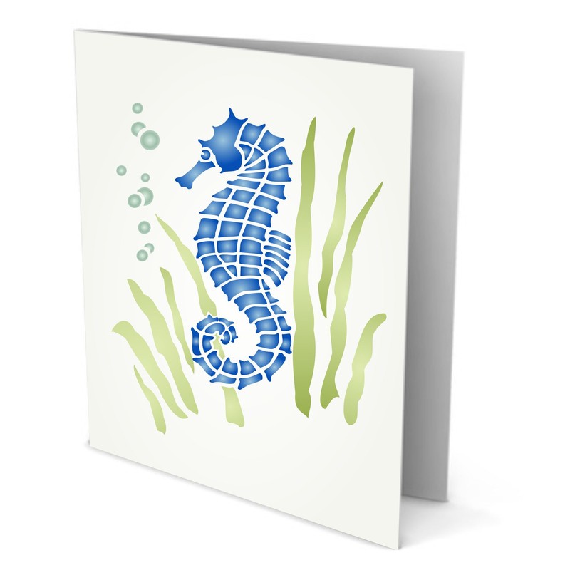 Seahorse Stencil - 19 x 21.5cm (L) - Reusable Sea
