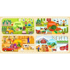 Booooom Jackson Kids Rug Indoor Nursery Rug Farm Theme Small Rug in Playroom, Play Carpet Rug Room Decor for Teen Girls (Season, 2.6 x 4.9 ft)