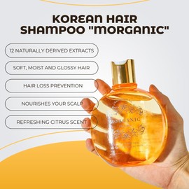 CHETNA Morganic Shampoo, 10.1 fl oz (300 ml), Weak Acid Shampoo, Korea, All-in-One, Naturally Derived Damage Repair