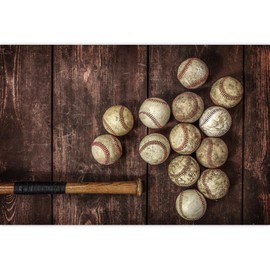 Laeacco Old Vintage Baseball Background 7x5ft Photography Background Aged Balls Baseball Background Wooden Vintage Rusty Wood Plank Texture Grunge Style Photo Backdrops Sport Theme Match