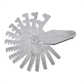 PLAXCON 29 Degree Acme Screw Pitch Gauge Stainless Steel Thread Pitch Measuring Tool Set T-Thread Cutting Gage 16pcs