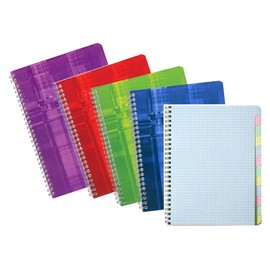 Clairefontaine Wirebound Notebook - Graph w/12 tabs 60 sheets - 6 3/4 x 8 3/4 - Sold Individually (Assorted Cover Color Chosen at Random)