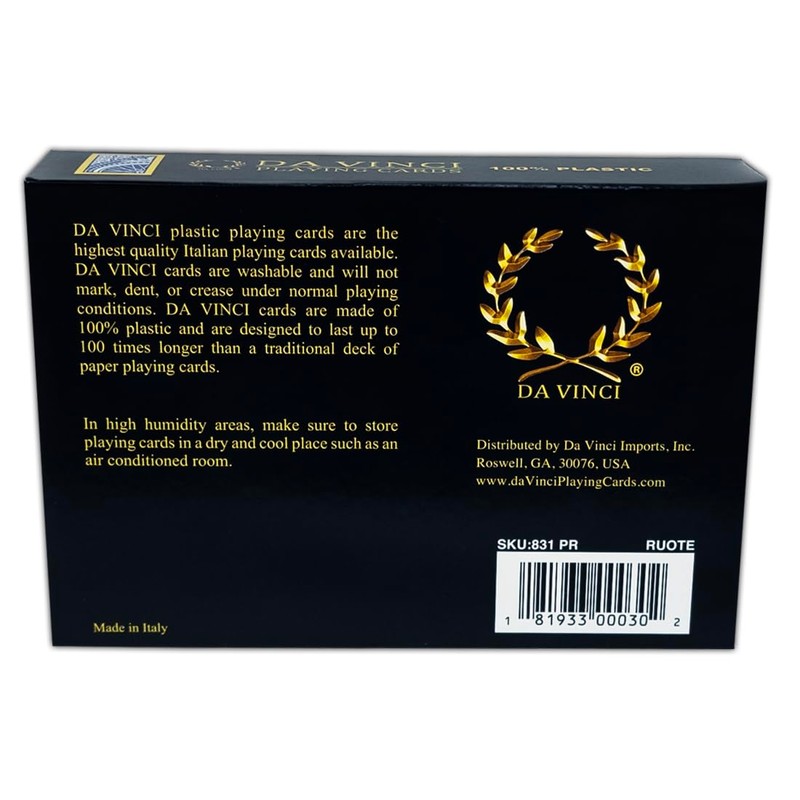 DA VINCI Ruote, Italian 100% Plastic Playing Cards, 2-Deck Poker