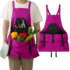 CM CHIC MONDAY Garden Apron, Gardening Apron for Women, Gardening Apron with Pockets for Women, Garden Apron with Pockets (Rose Red)