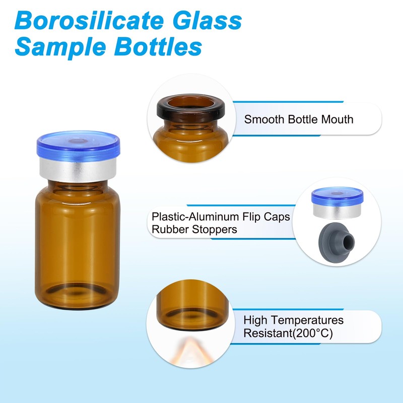 PATIKIL 12pcs 7ml Amber Borosilicate Glass Sample Vials with Aluminum