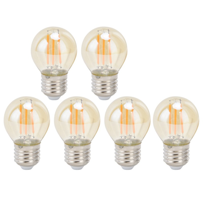 6Pcs Vintage LED Light Bulb Gold Glass Dimmable G45 E27