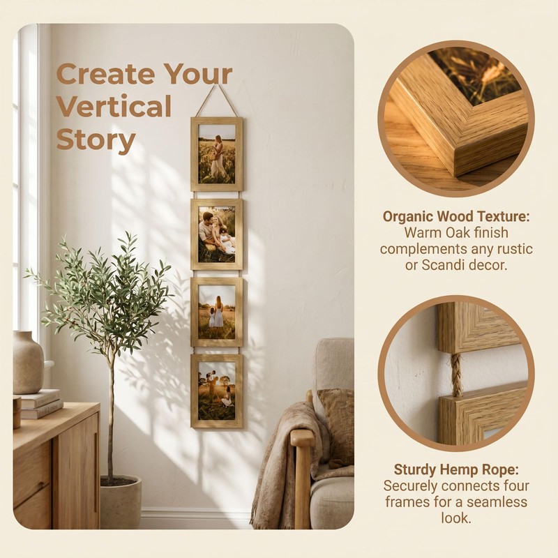 2 Pack Collage Picture Frame for 8 Photos, MDF Multi
