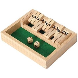 Wooden 12# Shut The Box Game - Small Travel Set - Simple funny Family, party board game