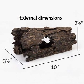 Orchid Valley Reptile Hide, Fish Tank Accessories. Medium 10" Hollow Log for Aquarium, Lizard Hide Tank Decoration, Natural Looking Habitat or Betta Fish Tank Decoration for Hiding