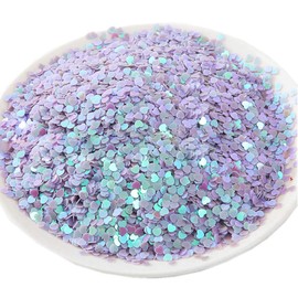 100g Iridescent Heart Shaped Confetti Glitter Sequins Flat PVC Star Mini Paillettes for Scrapbook Embellishment Cardmaking Jewelry Making Nail Manicure Wedding Birthday Party Decorartions (Purple)