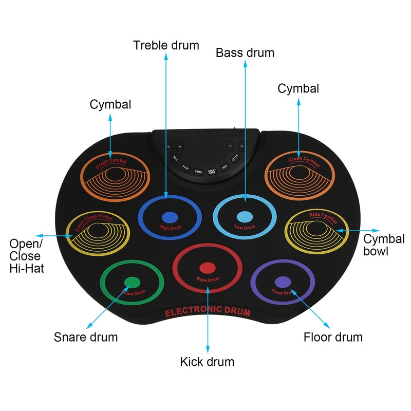 Electronic Drum Pad Portable Colored Hand Rolled Adult Beginner Percussion