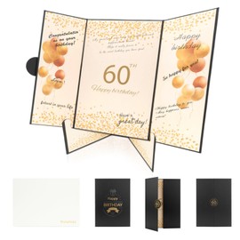 Rolarhola - Juego de libro de visitas y decoraciones para fiestas de 60 cumpleaños, tarjeta de firma de 12 x 18 pulgadas con sobre a juego + soporte plegable, páginas interiores estampadas con lámina