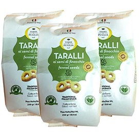Terre Di Puglia, Baked Taralli Fennel Seeds Snack, 8.8 oz (Pack of 3)