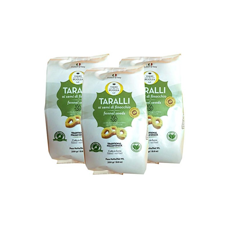 Terre Di Puglia, Baked Taralli Fennel Seeds Snack, 8.8 oz