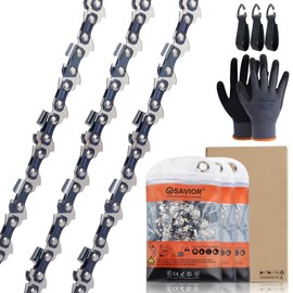 Savior 3Pack S45 12 Inch Chainsaw Chain 3/8" LP Pitch .050" Gauge 45 Drive Links Fits Greenworks 40V 20262 20292 Echo 2511T/271T Sun Joe SWJ698E 9A Chain Saw Dewalt DCCS620, Replace 91PX45CQ DWO1DT612