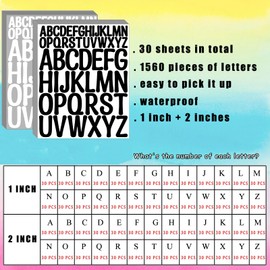 Bemeol Letter Stickers 30 Sheets Self Adhesive Vinyl Stick on Letters Capital Alphabet Sticker Letter for Bulletin Boards Classroom Home Business Decor(Black and White,1Inch,2Inch)