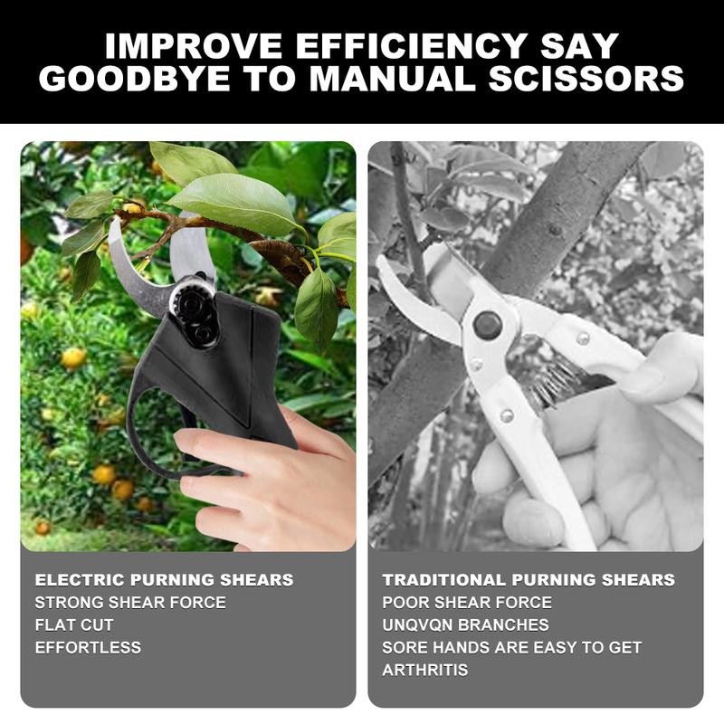 Professional Cordless Electric Pruning Shears with 2PCS Spare Rechargeable 7500mAh