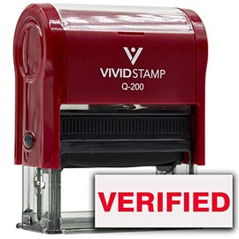 Verified Self Inking Rubber Stamp (Red Ink) - Medium