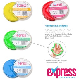 Express Orthopaedic® - Medically Approved Hand Therapy Putty/Resistance Squeeze Putty for Variable Strength & Rehabilitation (Red: Soft)