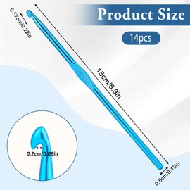 Aluminum Crochet Hook 5.0mm Knitting Needles Craft Yarn, US Size H Size 8 Crochet Hook for DIY Craft, Gold Crochet Needles for Knitting Scarf(14 Pcs Blue)