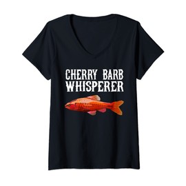 Womens Cherry Barb Whisperer Funny Fish Lover V-Neck T-Shirt